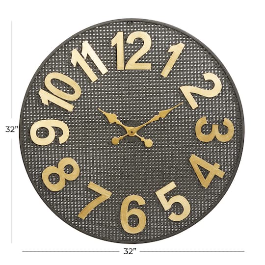CosmoLiving by Cosmopolitan 32" Black Metal Industrial Wall Clock